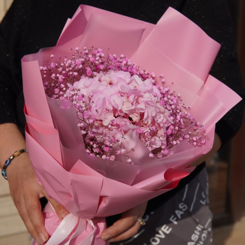 Bouquet of Pink Hydrangea and Gypsophila, standart