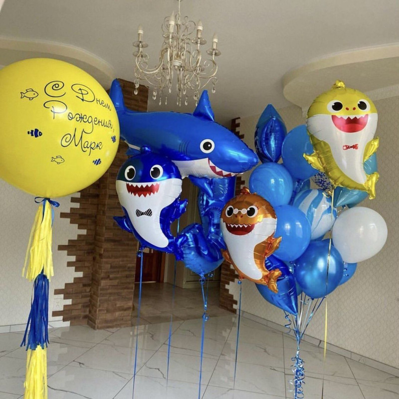 Воздушные шары на детский праздник "Акулёнок", стандартный