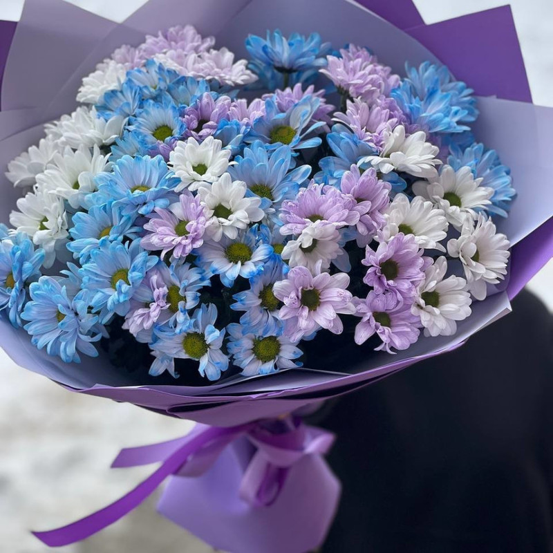 Bouquet of 15 chrysanthemums in a package, standart