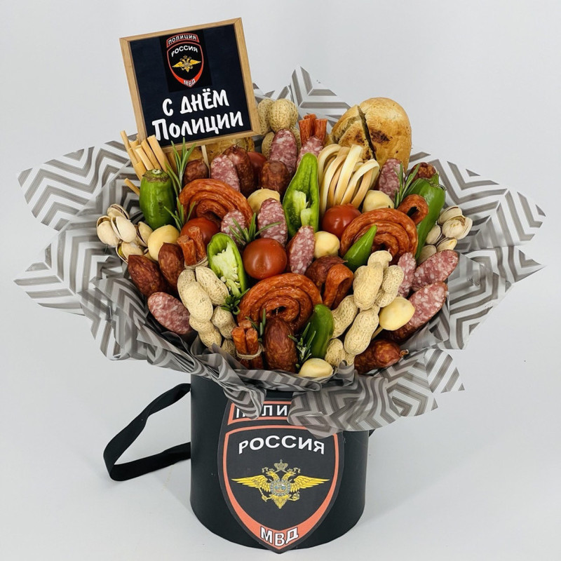 Sausage bouquet for the Day of the Ministry of Internal Affairs of the Police, standart