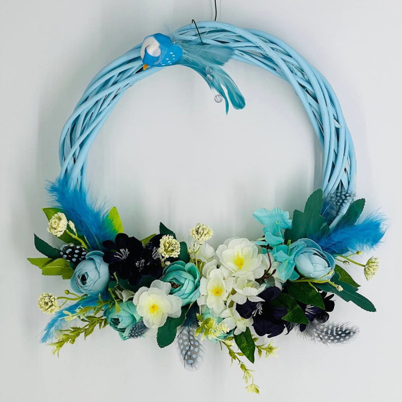Easter wreath with artificial flowers, standart