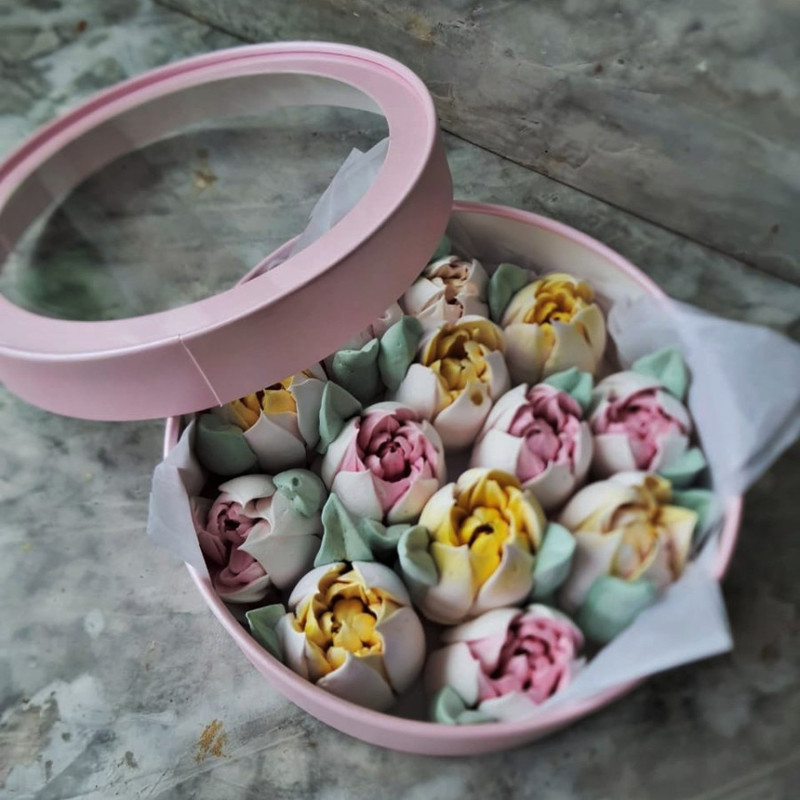 Box with marshmallow flowers "Rose", standart