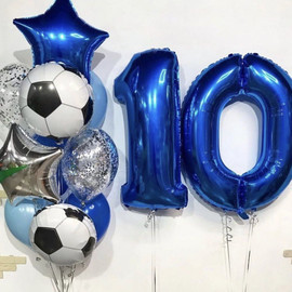Set of balloons with numbers and soccer balls
