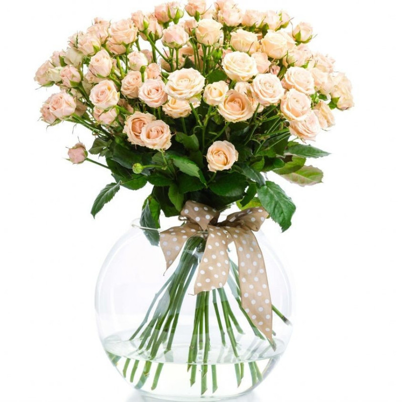 Bouquet of 19 bushy roses with a vase, standart