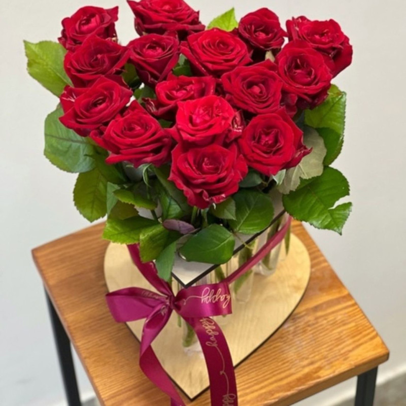 Carriage Heart with 15 roses, standart