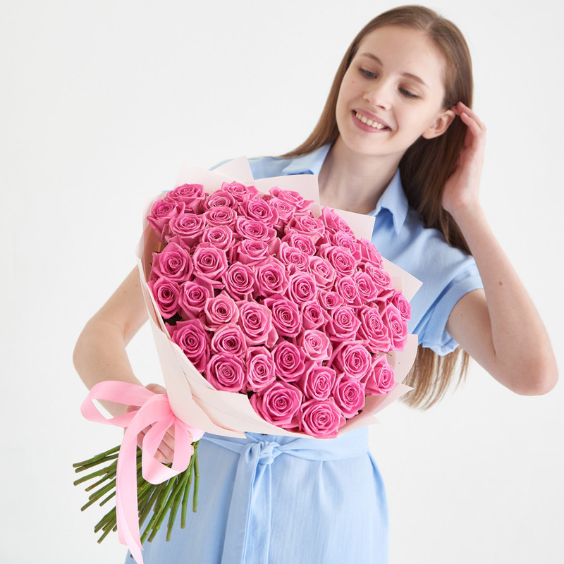 Bouquet of 51 pink roses, standart