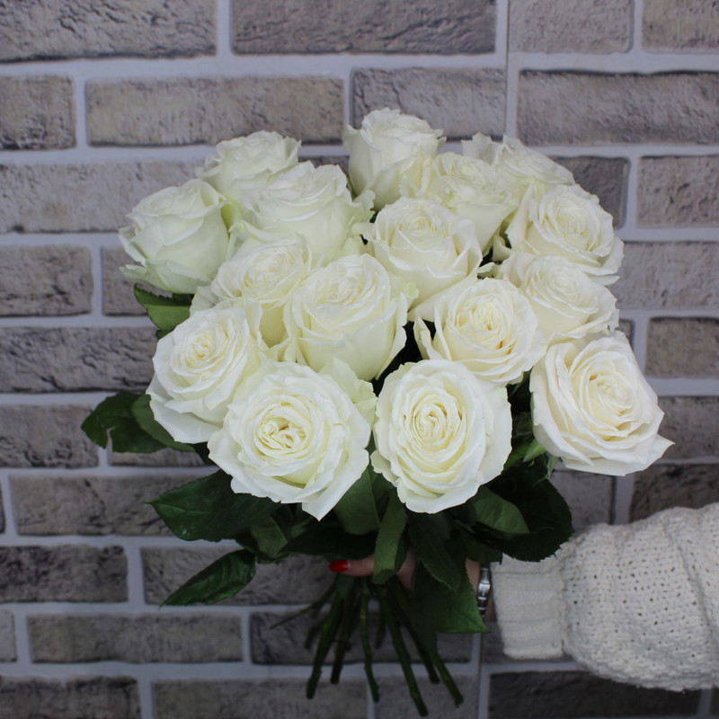 17 Белых пионовидных роз, стандартный