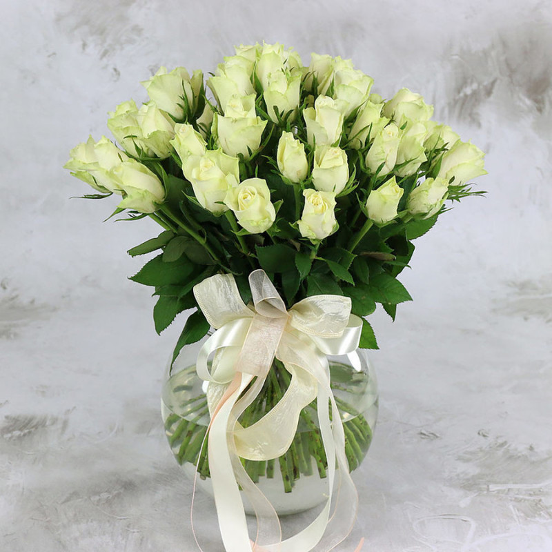 Bouquet of 51 white roses 40 cm, standart