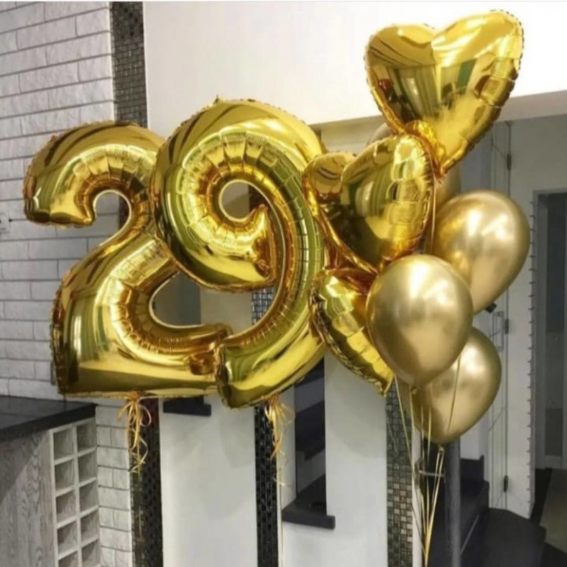 Воздушные шары на день рождения золото, стандартный