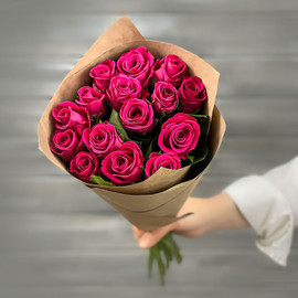 Bouquet of 15 crimson roses 40 cm craft