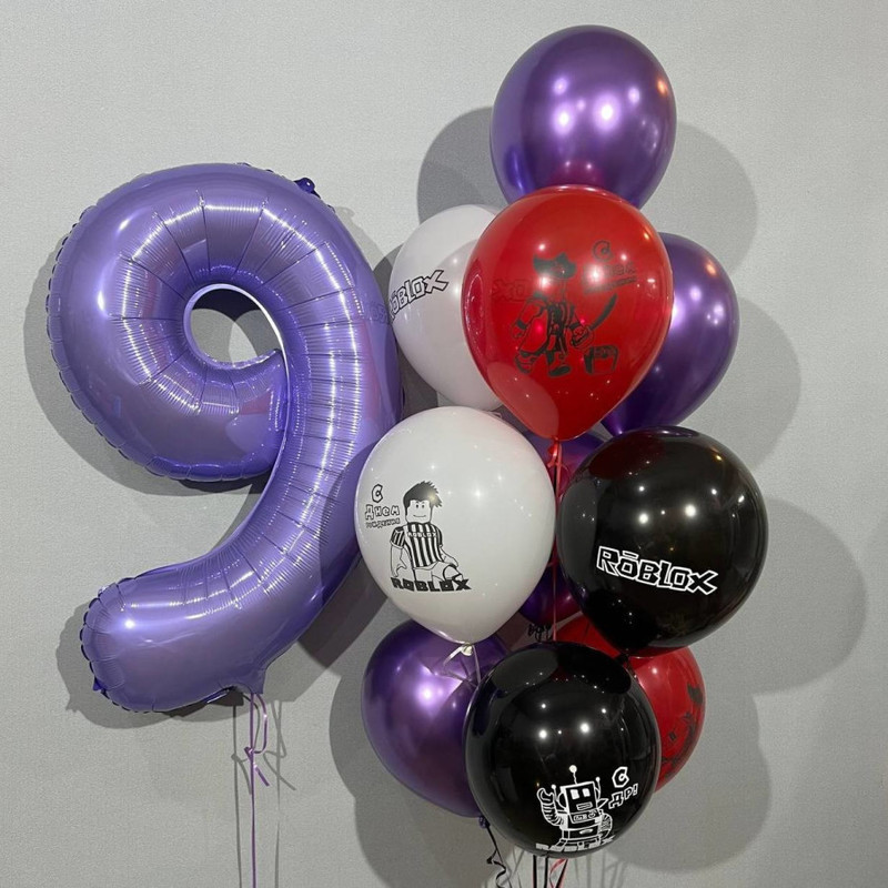 Set of Roblox balloons with numbers, standart