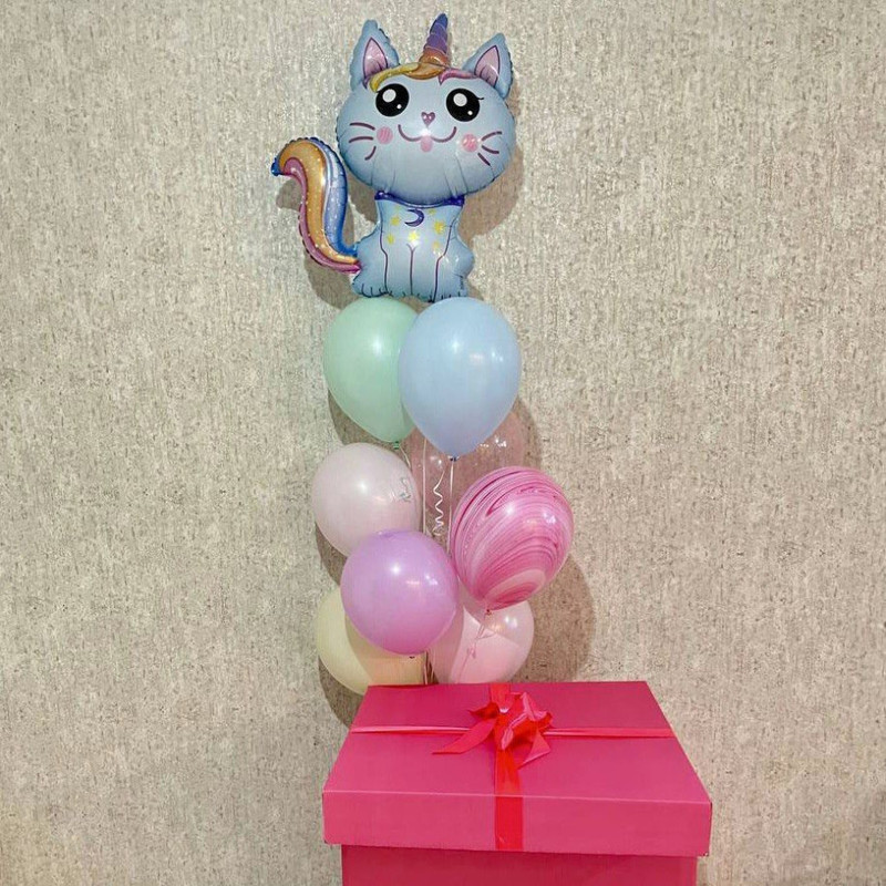Surprise box with balloons for a girl, standart