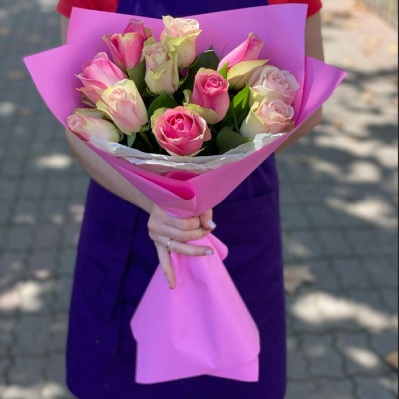 Bouquet of pink mix roses 40 cm, standart