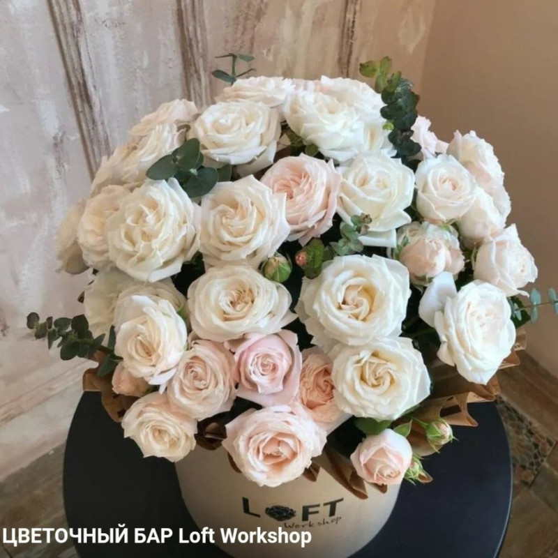 LARGE BOX WITH PEONY ROSES, standart
