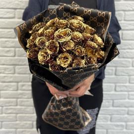 Bouquet of 25 pieces of golden roses 60cm