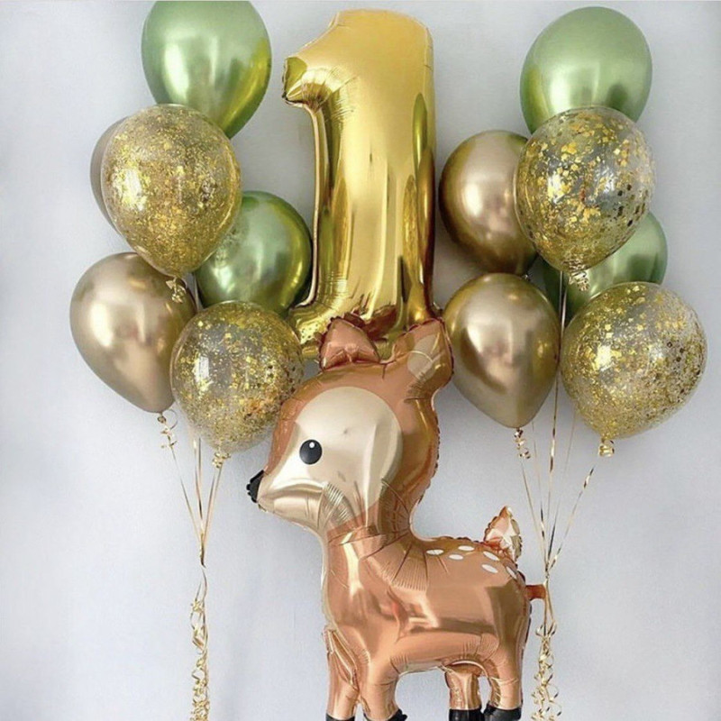 Balloons for 1 year with a deer, standart