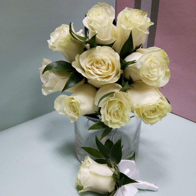 Bridal bouquet and boutonniere РЎ094, standart