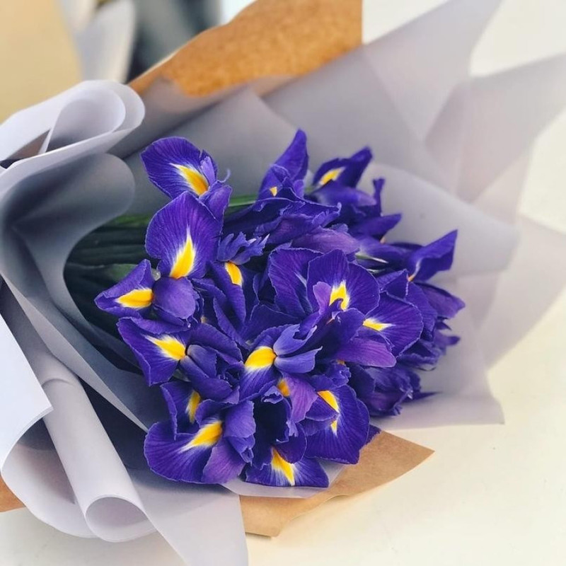 Bouquet of 11 craft irises, standart