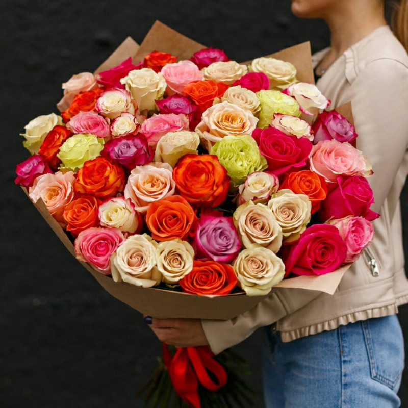 Bouquet of 51 roses mix Ecuador 50 cm, standart