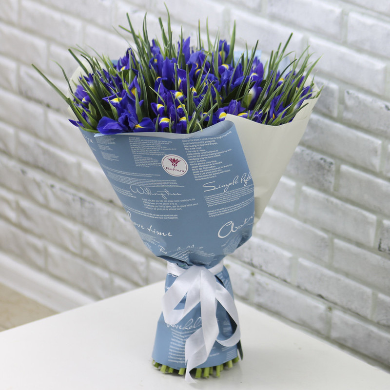 51 blue iris in a designer package, standart
