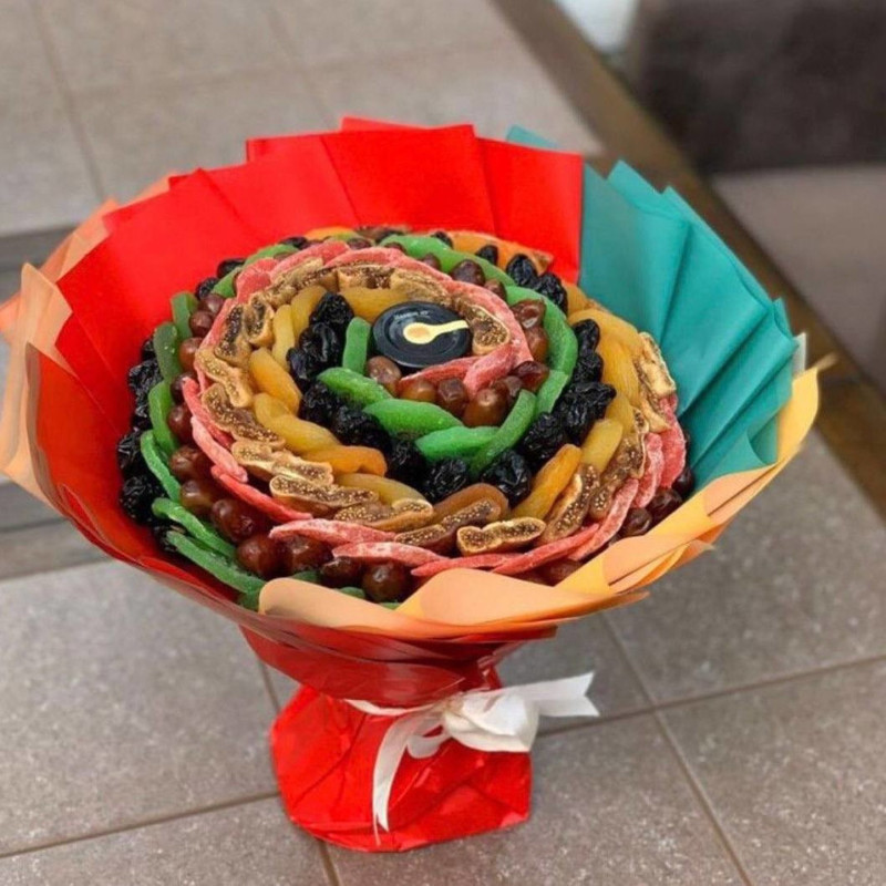 A gift for grandmother a bouquet of dried fruits, standart