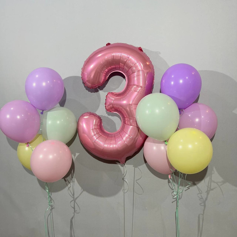 Balloons for 3 years for a girl, standart