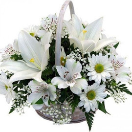 basket with lilies