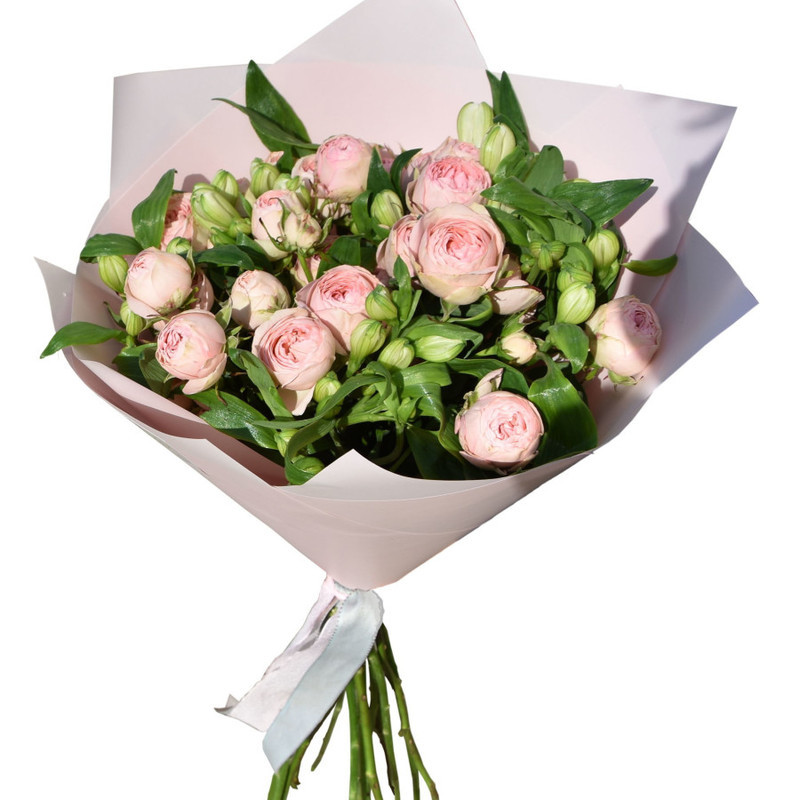 bouquet of peony roses and alstroemeria "It's simple", standart