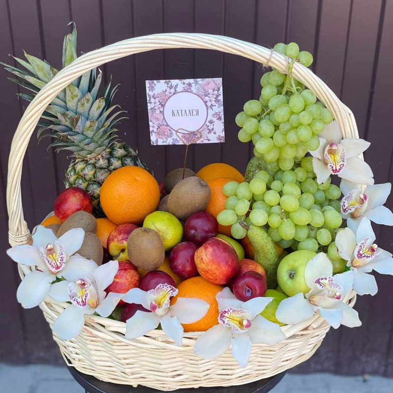 Basket with fruits and flowers, standart