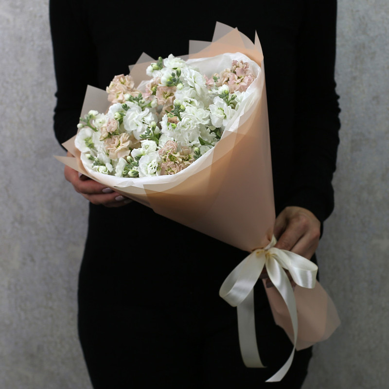 Bouquet of white and cream matthiola, standart
