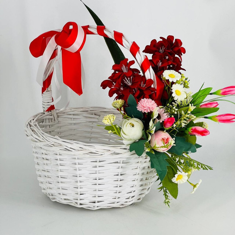 Designer basket with artificial flowers for Easter, standart