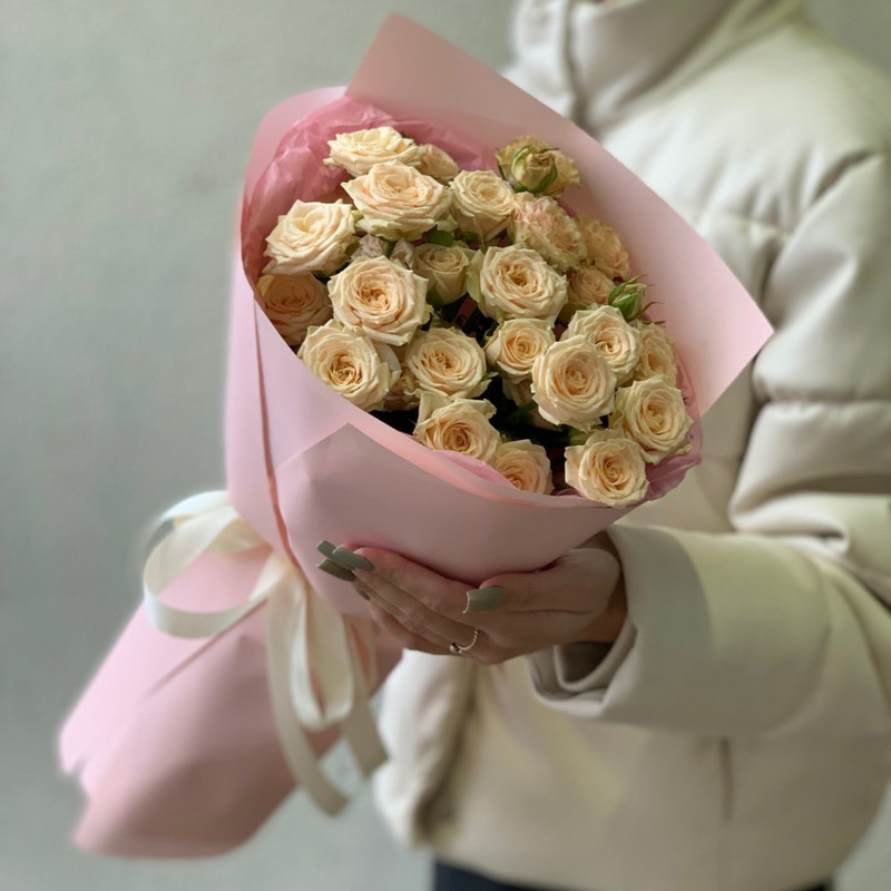 Delicate bush roses “Tanya” in original packaging, standart