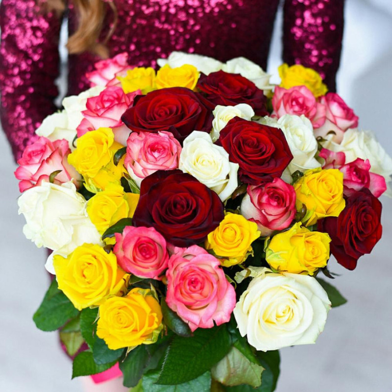 Bouquet of 35 roses Ecuador mix 50 cm, standart