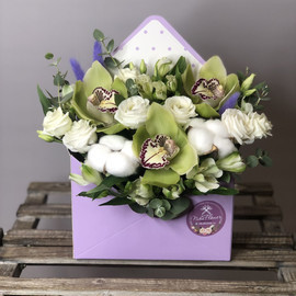 Цветочный конверт с орхидеями