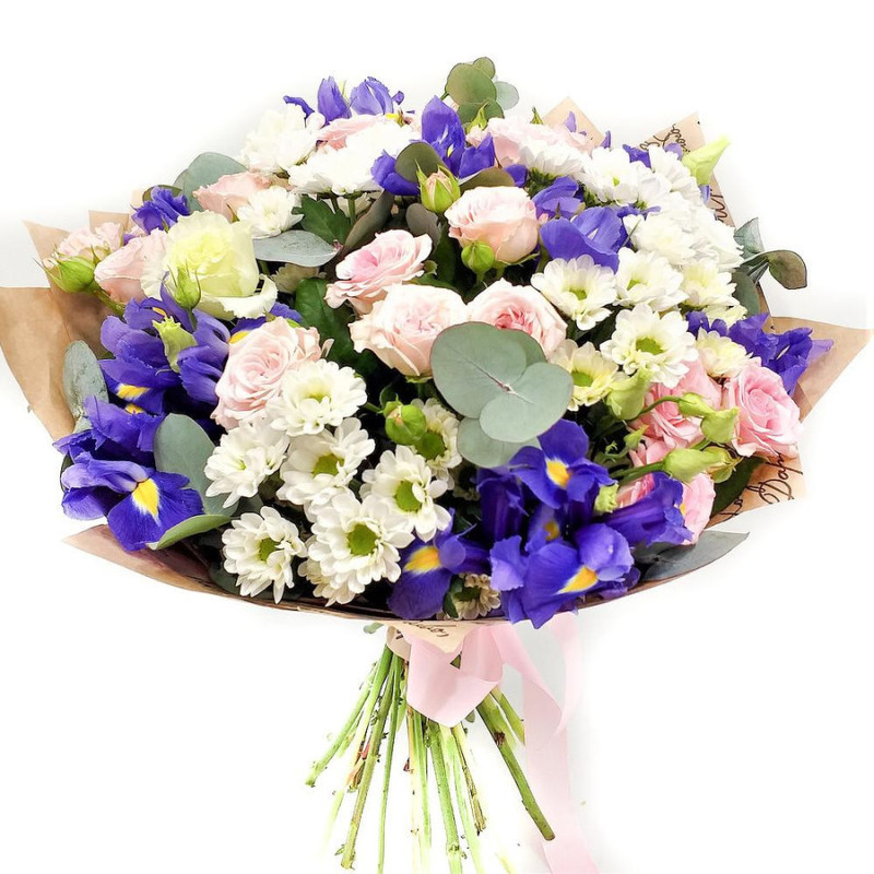 Bouquet with irises and spray rose, standart