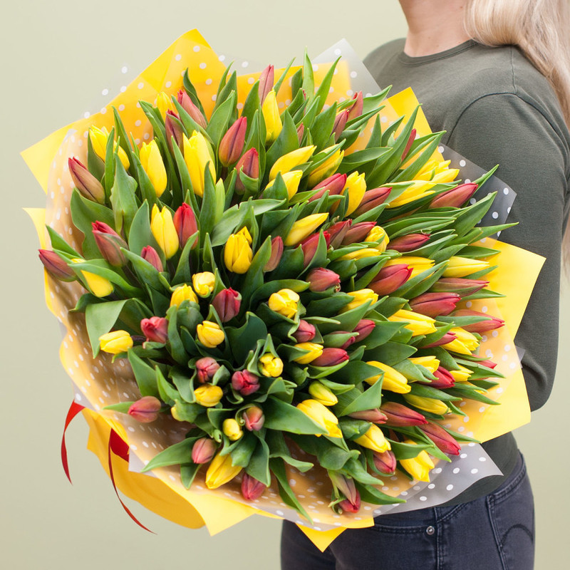 Bouquet of tulips "Red-yellow", standart
