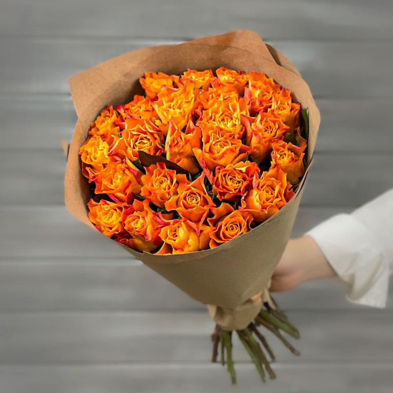 Bouquet of orange roses 40 cm craft, premium