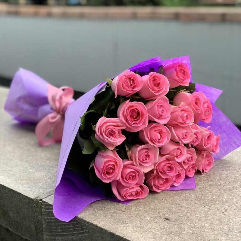 Bouquet of 25 pink roses, standart
