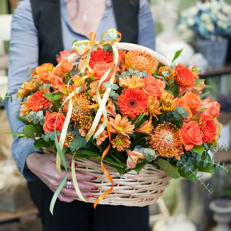 Basket of flowers "Orange sky", standart