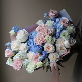 Gorgeous bouquet with hydrangea and peony roses