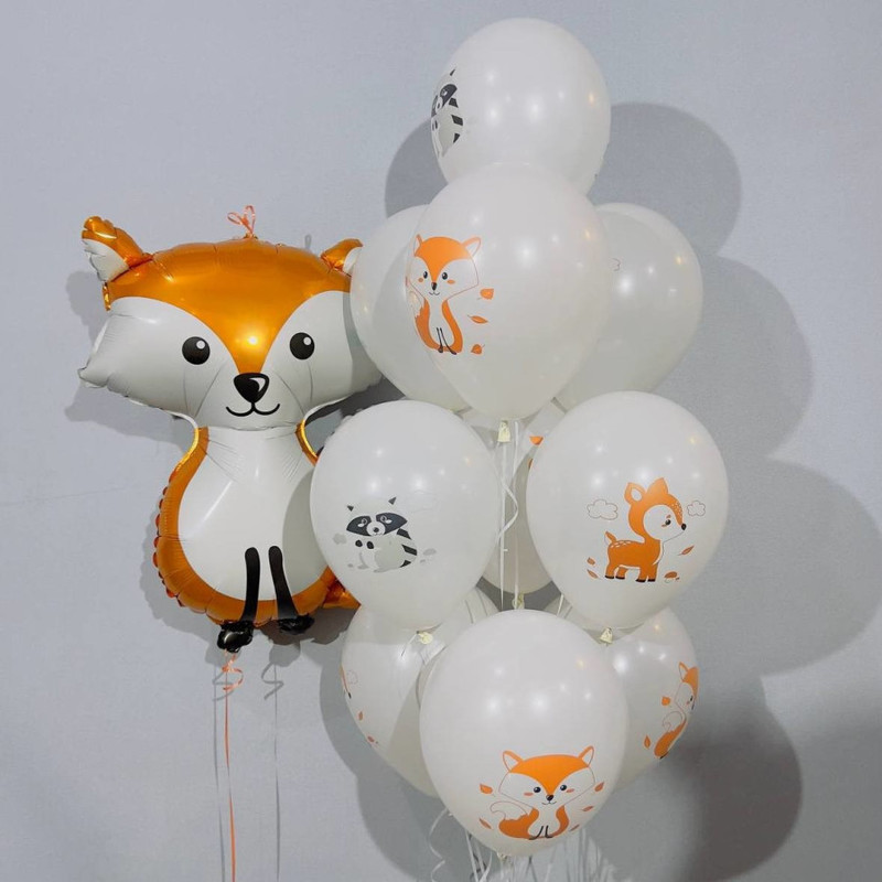 Set of balloons with fox for birthday, standart