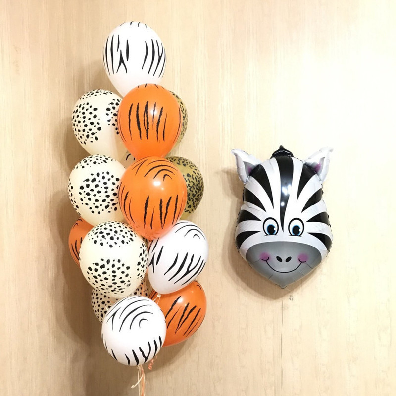 Safari Birthday Balloons with Zebra, standart