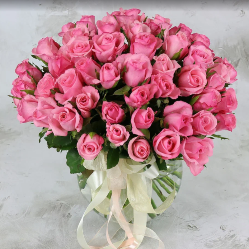 Букет из 51 розовой розы 40 см, стандартный