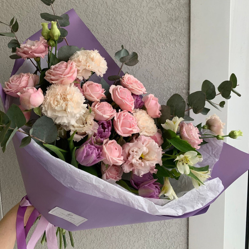 Designer bouquet with peony roses, standart