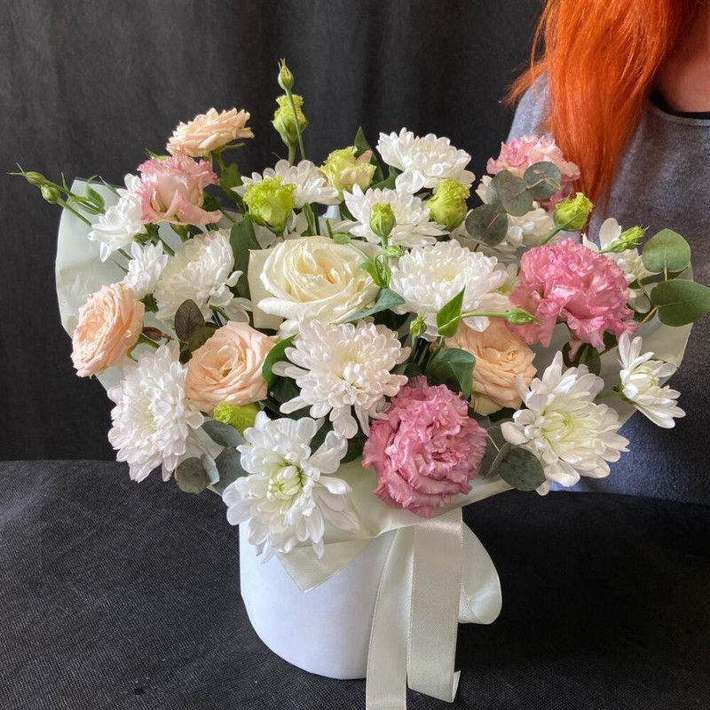 Flowers in a box of chrysanthemums and roses, standart