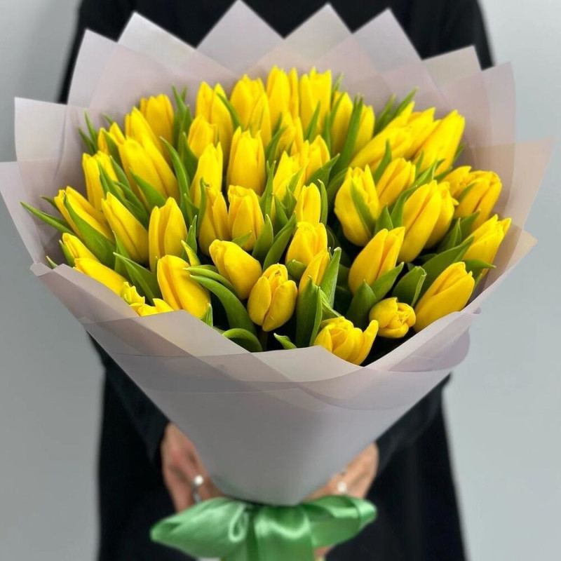 Bouquet of yellow tulips 51 pieces, standart