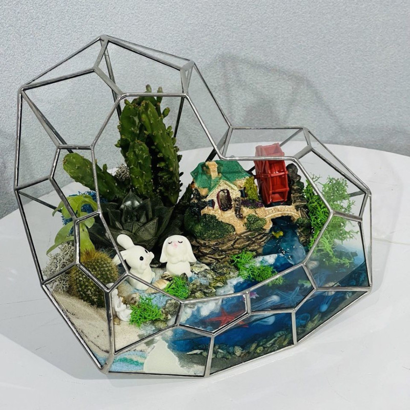 Gift for February 14 florarium with plants, standart