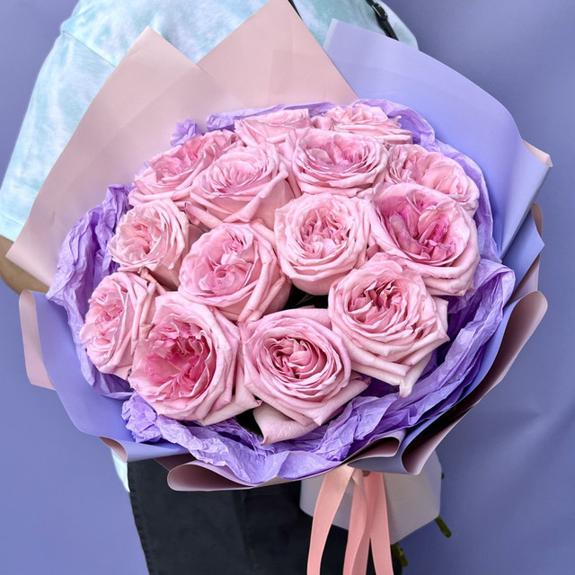 Букет из 15 роз Pink Ohara, стандартный