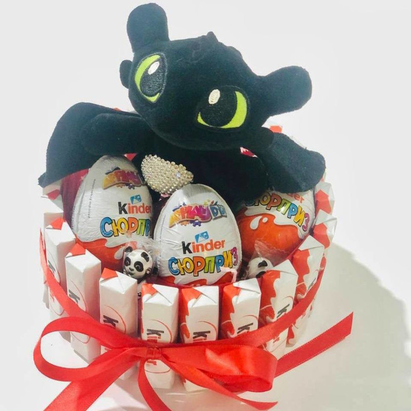 Cake made of chocolates with a soft toy, standart