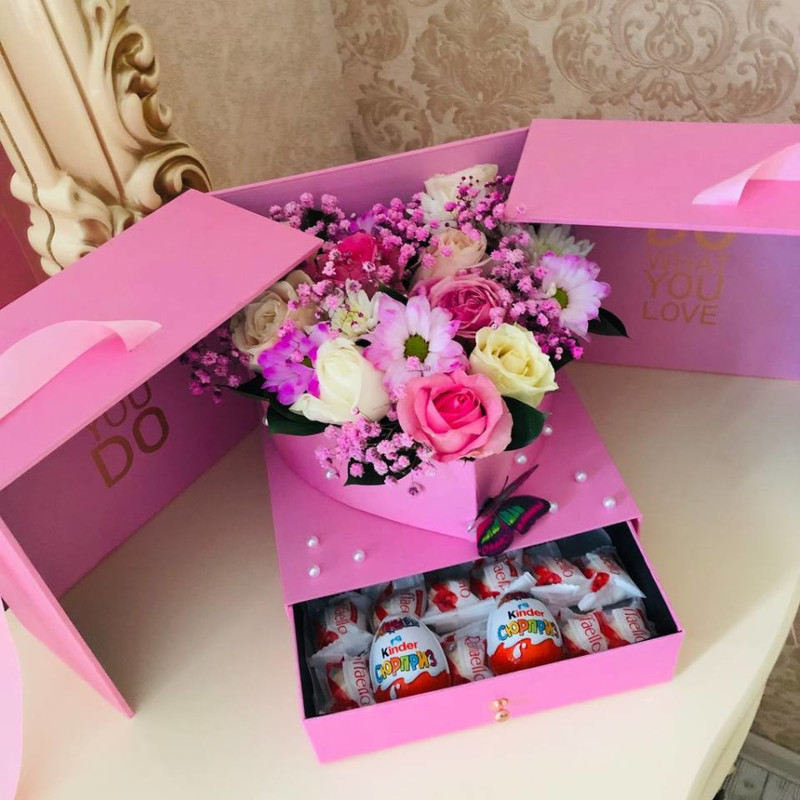Flowers in a box with a surprise, standart